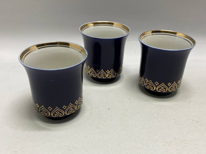 Бокалы фарфор кобальт позолота, 3 шт