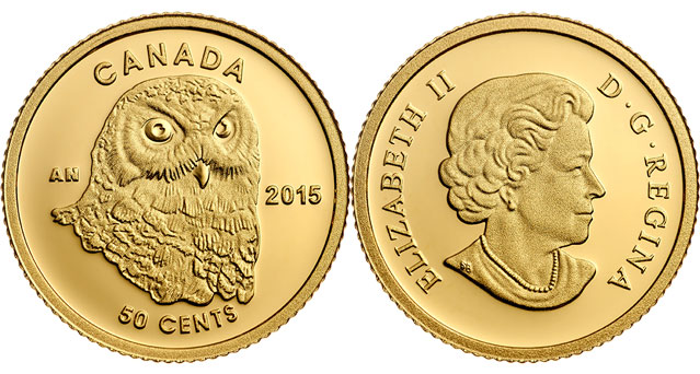 На этот раз на монете достоинством 50 канадских центов была изображена белая сова, обитающая в тундре североамериканского континента.