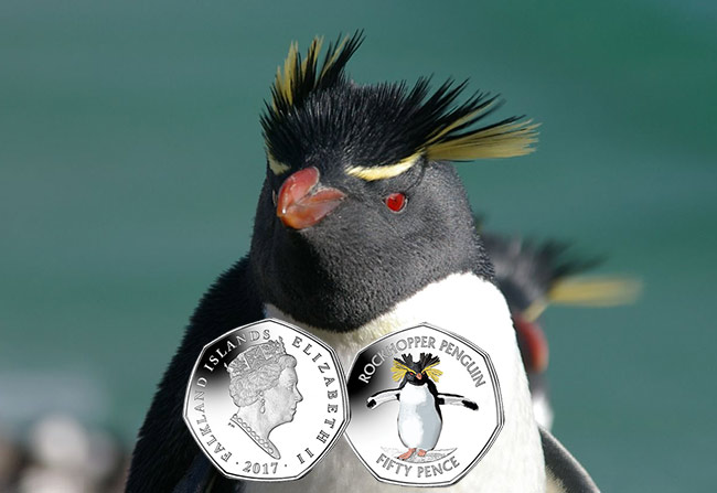 Хохлатый пингвин появился на монете Фолклендских островов
