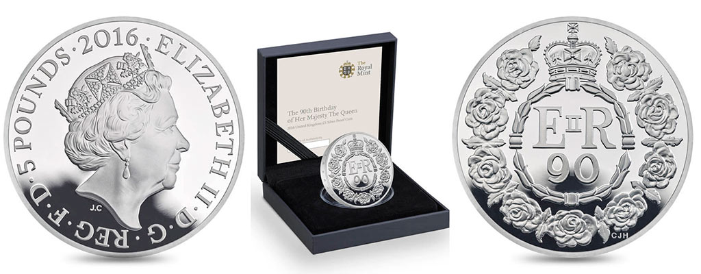 В честь грядущего юбилея монархини Соединённого Королевы Великобритании и Северной Ирландии Елизаветы II (ей исполнится 90 лет) Королевский монетный двор отчеканил юбилейные монеты. 