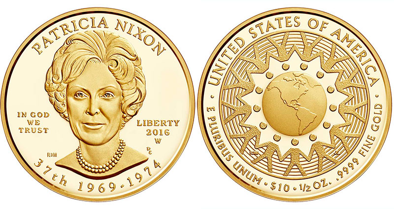 Патрисия Никсон, золотая монете, США, 10 долларов