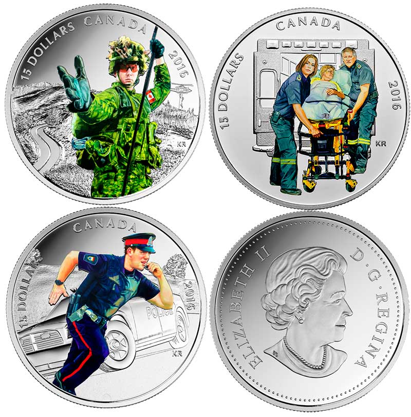 Полицейский, солдат и фельдшер станут героями новых монет Канады