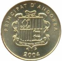 (№2004km233) Монета Андорра 2004 год 5 Cegrave;ntims (Готический крест)