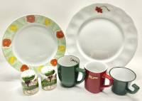 Тарелки столовые 2 шт + 3 кружки + перечница + солонка