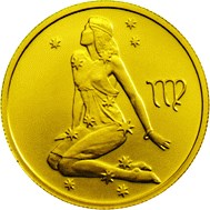 (013 спмд) Монета Россия 2002 год 25 рублей "Дева"  Золото Au 999  UNC