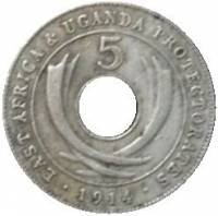 (№1913km11) Монета Восточная Африка 1913 год 5 Cents (H или к)