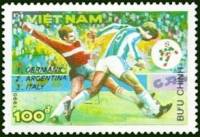 (1990-149) Марка Вьетнам "Футбол (1)"    ЧМ по футболу 1990, Италия III O