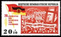 (1965-022) Марка Германия (ГДР) "Демонстрация"  красная  Освобождение 20 лет II Θ