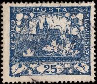 (1918-013) Марка Чехословакия "Собор Св. Николая (Синяя)" Перф лин 11½    Градчаны (Стандартный выпу