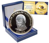 (2014) Монета Замбия 2014 год 50 квача "Национальный банк 50 лет"  Биметалл  PROOF в коробке