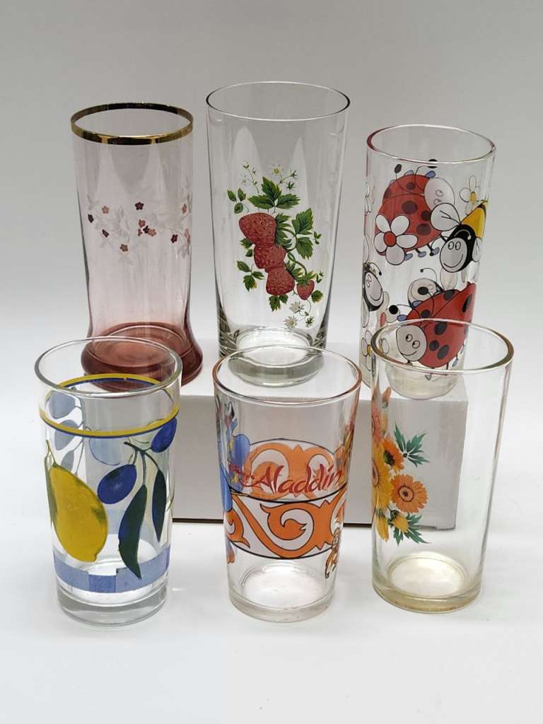 Стаканы 9 штук стекло с рисунком