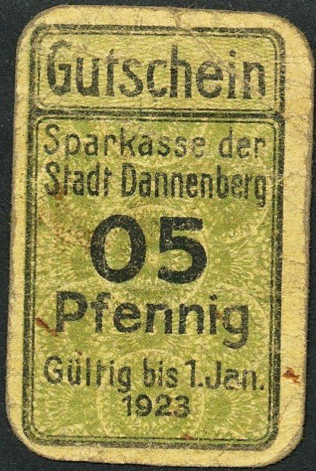(№1923) Банкнота Германия 1923 год &quot;5 Pfennig&quot;
