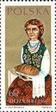 (1966-043) Марка Польша "Женщина с хлебом"   Фестиваль урожая II Θ