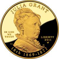 (019w) Монета США 2011 год 10 долларов "Джулия Грант" 2011 год  PROOF
