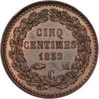 (№1837km95.2a) Монета Монако 1837 год 5 Centimes (Синк - маленькая голова)