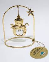 Сувенир Снеговик 8*6,5 см металл покрытие золото 24 к  кристаллы Сваровски США 