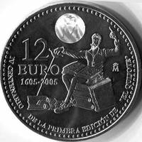 (2005) Монета Испания 2005 год 12 евро "Дон Кихот"  Серебро Ag 925  UNC