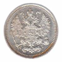 (1891, СПБ АГ) Монета Россия 1891 год 5 копеек  Орел C, Ag500, 0.9г, Гурт рубчатый  AU