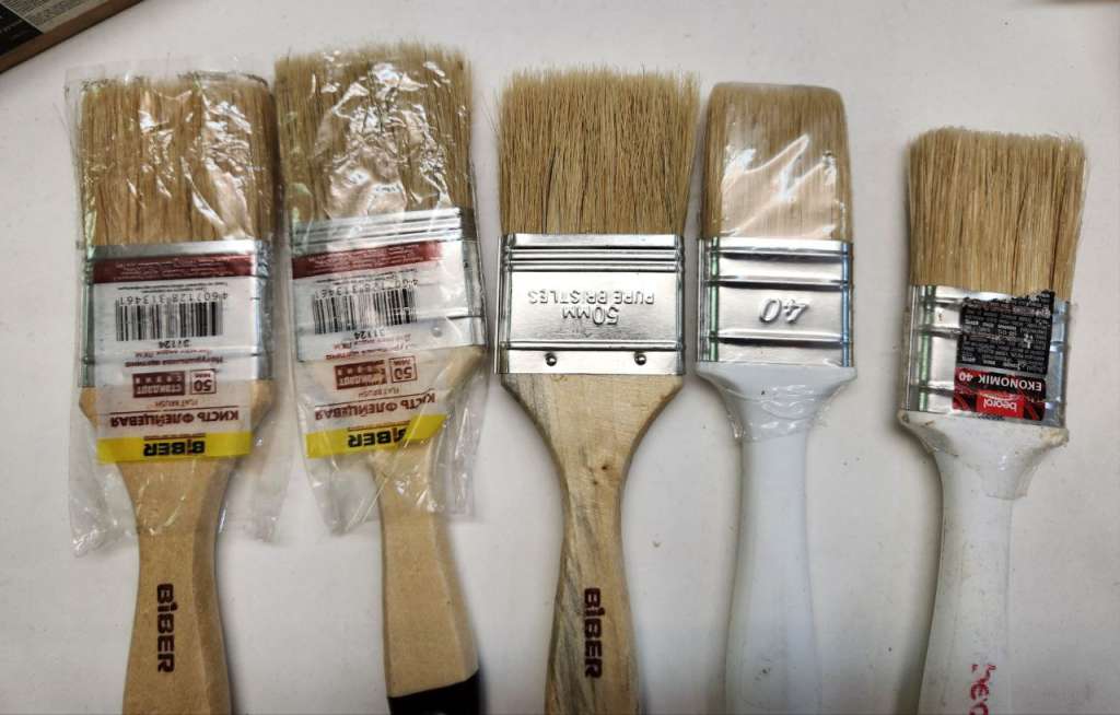 Щетки пятирядные металл (карщетка) 2 шт Кисти флейцевые 40 Beorol и 50 Biber- 5 шт