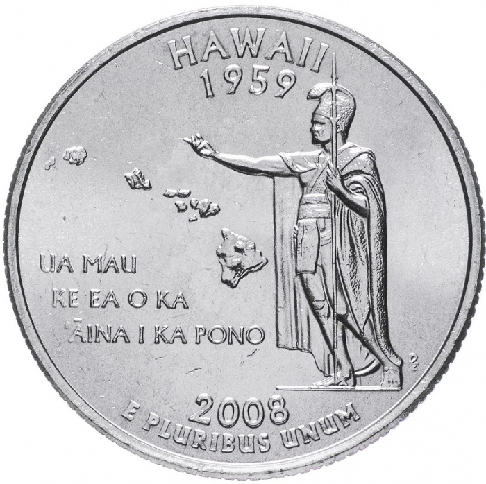 (050d) Монета США 2008 год 25 центов &quot;Гавайи&quot;  Медь-Никель  UNC