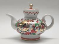 Чайник заварочный ЛФЗ СССР Петушок роспись Л. И. Григорьева форма С. Е. Яковлева фарфор золочение