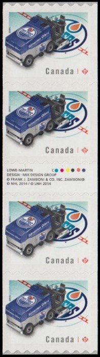 Лист марок Канада 2014 год &quot;Эдмонтон Ойлерз&quot;, Гашеный