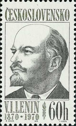 (1970-025) Марка Чехословакия &quot;В.И. Ленин (Черная)&quot;    В.И. Ленин. 100 лет со дня рождения  II Θ