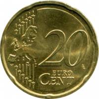 (2009) Монета Италия 2009 год 20 центов  2. Новая карта ЕС Северное золото  UNC