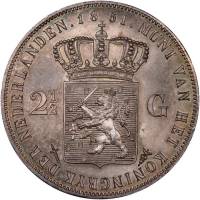 () Монета Нидерланды (Голландия) 1849 год 2  ""   Биметалл (Серебро - Ниобиум)  UNC
