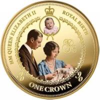 () Монета Тристан да Кунья 2016 год 1 крона ""  Медно-никелевый сплав, покрытый золотом  PROOF