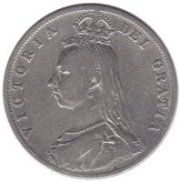 (1888) Монета Великобритания 1888 год 1/2 кроны "Королева Виктория"  Серебро Ag 925  VF