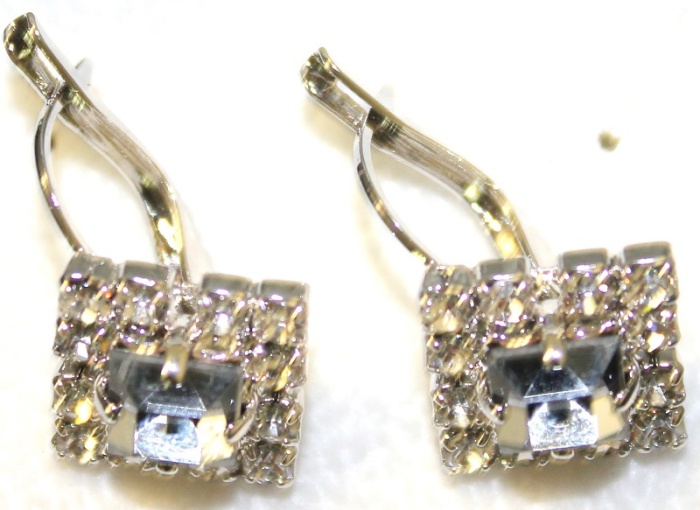 Серьги, нерж. сталь, кристаллы, Чехия, новые