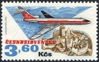 1973-056 Марка Чехословакия Туполев TU-154   50-летие Чехословатских авиалиний III O