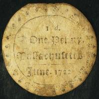 (№1722P-S1121) Банкнота США 1722 год "1 Penny "Массачусетские пенни"
