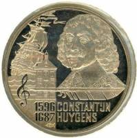 (№1996) Монета Нидерланды 1996 год 5 Ecu amp;"Euroamp;" (1596 1687 КОНСТАНТИНОМ ХЕЙГЕНСОМ)