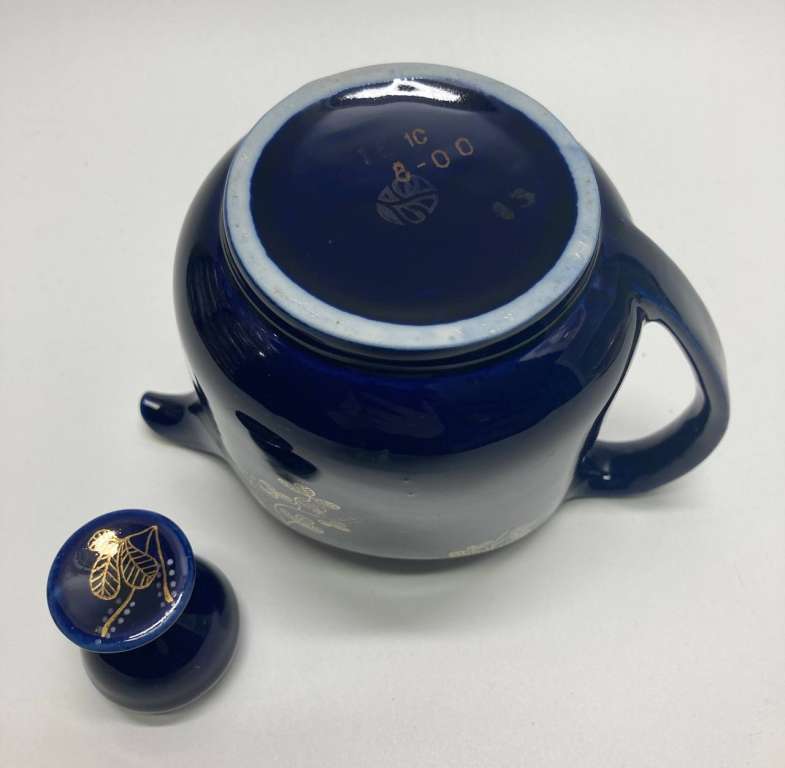 Чайник заварочный кобальт, позолота, Возрождение