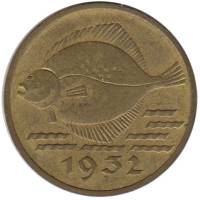 (1932) Монета Вольный город Данциг 1932 год 5 пфеннингов "Рыба"  Бронза  VF
