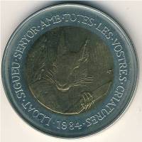 (1984) Монета Андорра 1984 год 2 динера "Белка"  Биметалл Биметалл  UNC