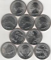 2015 5 монет 25 центов Смесь дворов Набор США Парки  UNC