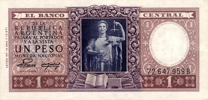 (1952) Банкнота Аргентина 1952 год 1 песо &quot;Декларация экономической независимости&quot;   UNC