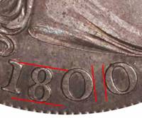(1800, широкая дата, низкая 8) Монета США 1800 год 1 доллар  2. Геральдический орёл  VF