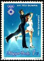 (1983-061) Марка Венгрия "Фигуристы Элемент 2"    Зимние ОИ 1984, Сараево II Θ