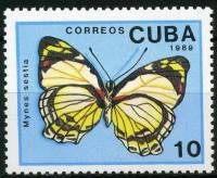 (1989-017) Марка Куба "Желтая бабочка-нимфа"    Бабочки III Θ