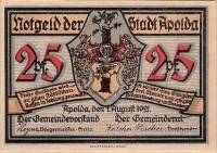 (№1921) Банкнота Германия 1921 год "25 Pfennig"