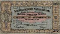 (№1927P-33d.2) Банкнота Швейцария 1927 год "20 Franken/Francs/Franchi" (Подписи: Sarasin  Schnyder  