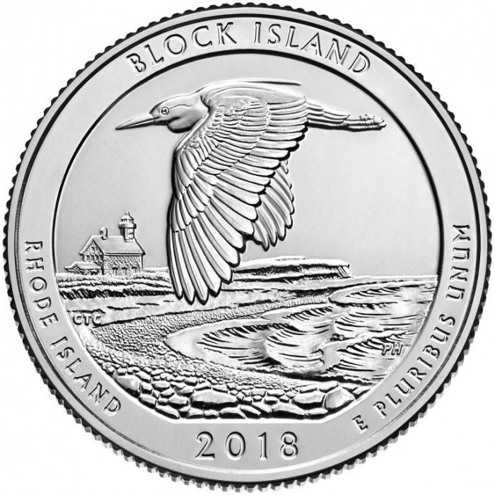 (045s) Монета США 2018 год 25 центов &quot;Заповедник Блок&quot;  Медь-Никель  UNC