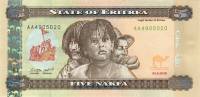 (,) Банкнота Эритрея 2015 год 5 накфа "Жители"   UNC