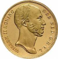 () Монета Нидерланды (Голландия) 1848 год 10  ""   Биметалл (Платина - Золото)  UNC