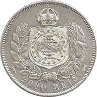(№1875km475a) Монета Бразилия 1875 год 2,000 Reacute;is