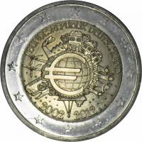 (009) Монета Германия (ФРГ) 2012 год 2 евро "10 лет наличному обращению Евро" Двор D Биметалл  UNC